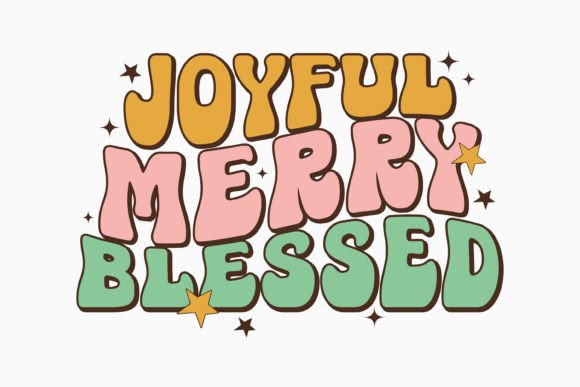 Christmas Joyful Merry Blessed Retro Svg: Graphics for Crafts
