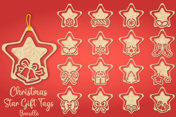 Christmas Star Gift Tag Bundle SVG: Graphics for Crafts