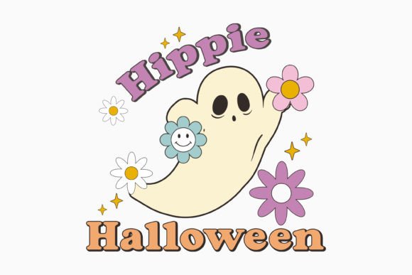 Hippie Halloween Graphics for Retro Crafts