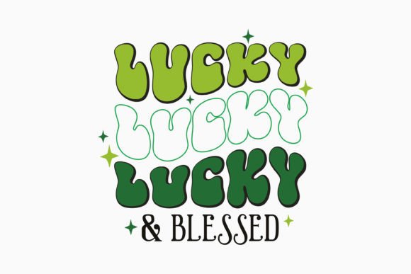 Lucky and Blessed Retro Graphics for St. Patricks Crafts