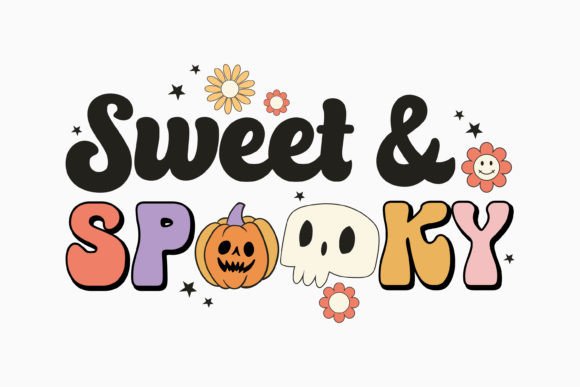 Sweet and Spooky Halloween Retro Graphics for Crafts