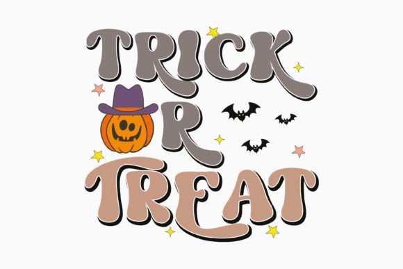 Trick or Treat Halloween Retro Graphics for Crafts